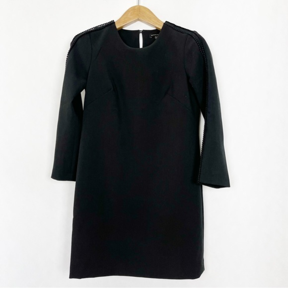 Banana‎ Republic Black Crewneck Dress Lace Trim Detail Size 4
